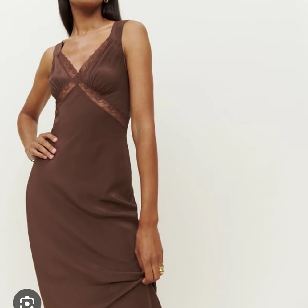 Reformation Provence Silk Dress Brown